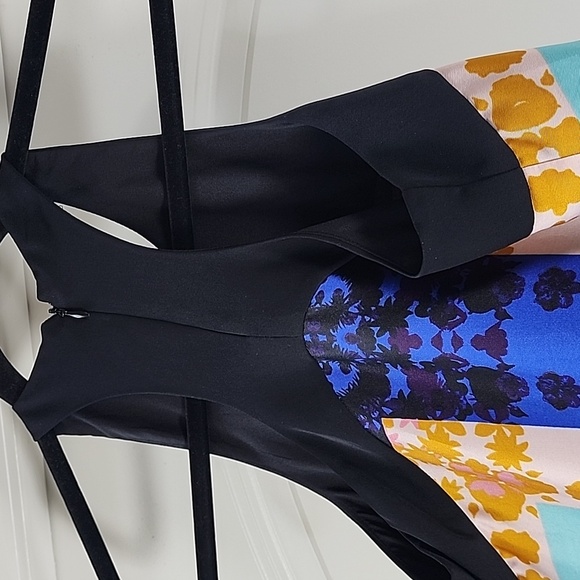 Rachel Roy Women Black Blue Assymetrical Sleeveless Dress with Floral Size XS - Picture 6 of 10